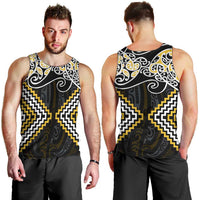 Gold Aotearoa Tukutuku Manawa Tapu Men Tank Top Ta Moko Toi Maori LT9 - Polynesian Pride