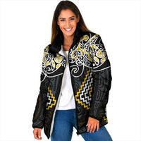 Gold Aotearoa Tukutuku Manawa Tapu Padded Jacket Ta Moko Toi Maori - Polynesian Pride