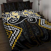 Gold Aotearoa Tukutuku Manawa Tapu Quilt Bed Set Ta Moko Toi Maori LT9 Gold - Polynesian Pride
