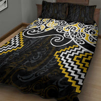 Gold Aotearoa Tukutuku Manawa Tapu Quilt Bed Set Ta Moko Toi Maori LT9 - Polynesian Pride