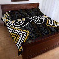 Gold Aotearoa Tukutuku Manawa Tapu Quilt Bed Set Ta Moko Toi Maori LT9 - Polynesian Pride