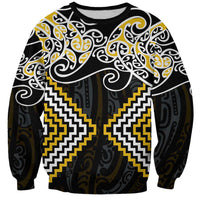 Gold Aotearoa Tukutuku Manawa Tapu Sweatshirt Ta Moko Toi Maori LT9 Unisex Gold - Polynesian Pride