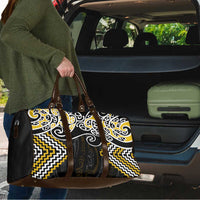 Gold Aotearoa Tukutuku Manawa Tapu Travel Bag Ta Moko Toi Maori - Polynesian Pride
