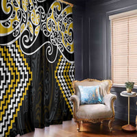 Gold Aotearoa Tukutuku Manawa Tapu Window Curtain Ta Moko Toi Maori LT9 - Polynesian Pride