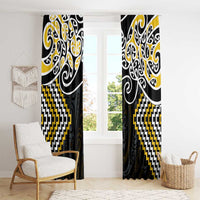 Gold Aotearoa Tukutuku Manawa Tapu Window Curtain Ta Moko Toi Maori LT9 - Polynesian Pride