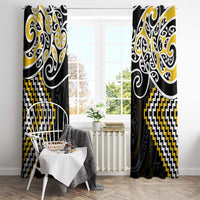 Gold Aotearoa Tukutuku Manawa Tapu Window Curtain Ta Moko Toi Maori LT9 - Polynesian Pride