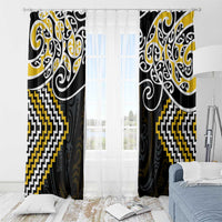Gold Aotearoa Tukutuku Manawa Tapu Window Curtain Ta Moko Toi Maori LT9 - Polynesian Pride