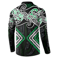 Green Aotearoa Tukutuku Manawa Tapu Button Sweatshirt Ta Moko Toi Maori LT9 - Polynesian Pride