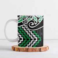 Green Aotearoa Tukutuku Manawa Tapu Ceramic Mug Ta Moko Toi Maori - Polynesian Pride