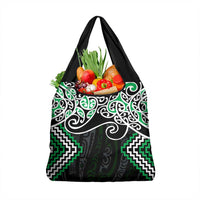 Green Aotearoa Tukutuku Manawa Tapu Grocery Bag Ta Moko Toi Maori LT9 1-pack One Size Green - Polynesian Pride