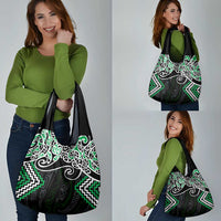 Green Aotearoa Tukutuku Manawa Tapu Grocery Bag Ta Moko Toi Maori LT9 - Polynesian Pride