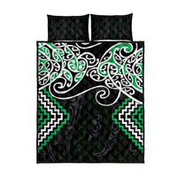 Green Aotearoa Tukutuku Manawa Tapu Quilt Bed Set Ta Moko Toi Maori LT9 - Polynesian Pride