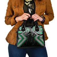 Green Aotearoa Tukutuku Manawa Tapu Shoulder Handbag Ta Moko Toi Maori