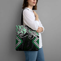 Green Aotearoa Tukutuku Manawa Tapu Tote Bag Ta Moko Toi Maori - Polynesian Pride