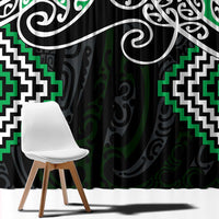 Green Aotearoa Tukutuku Manawa Tapu Window Curtain Ta Moko Toi Maori LT9 - Polynesian Pride