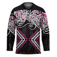 Pink Aotearoa Tukutuku Manawa Tapu Hockey Jersey Ta Moko Toi Maori - Polynesian Pride