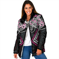 Pink Aotearoa Tukutuku Manawa Tapu Padded Jacket Ta Moko Toi Maori - Polynesian Pride