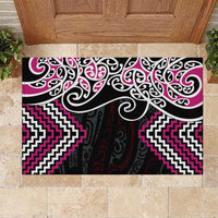 Pink Aotearoa Tukutuku Manawa Tapu Rubber Doormat Ta Moko Toi Maori LT9 Pink - Polynesian Pride