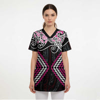 Pink Aotearoa Tukutuku Manawa Tapu Scrub Top Ta Moko Toi Maori - Polynesian Pride