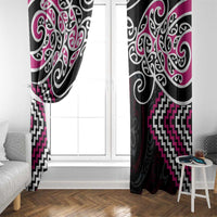Pink Aotearoa Tukutuku Manawa Tapu Window Curtain Ta Moko Toi Maori LT9 - Polynesian Pride
