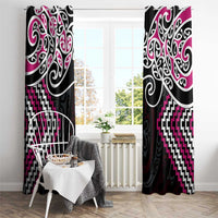 Pink Aotearoa Tukutuku Manawa Tapu Window Curtain Ta Moko Toi Maori LT9 - Polynesian Pride