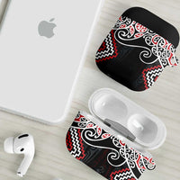 Red Aotearoa Tukutuku Manawa Tapu AirPods Case Ta Moko Toi Maori LT9 - Polynesian Pride