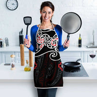 Red Aotearoa Tukutuku Manawa Tapu Apron Ta Moko Toi Maori - Polynesian Pride