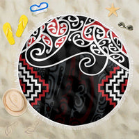Red Aotearoa Tukutuku Manawa Tapu Beach Blanket Ta Moko Toi Maori LT9 One Size 150cm Red - Polynesian Pride