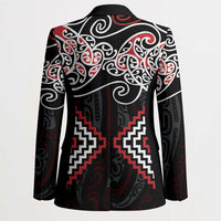 Red Aotearoa Tukutuku Manawa Tapu Blazer Ta Moko Toi Maori - Polynesian Pride