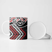 Red Aotearoa Tukutuku Manawa Tapu Ceramic Mug Ta Moko Toi Maori - Polynesian Pride