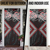 Red Aotearoa Tukutuku Manawa Tapu Door Cover Ta Moko Toi Maori - Polynesian Pride