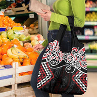 Red Aotearoa Tukutuku Manawa Tapu Grocery Bag Ta Moko Toi Maori LT9 - Polynesian Pride