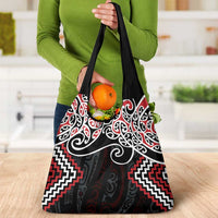 Red Aotearoa Tukutuku Manawa Tapu Grocery Bag Ta Moko Toi Maori LT9 - Polynesian Pride