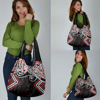 Red Aotearoa Tukutuku Manawa Tapu Grocery Bag Ta Moko Toi Maori LT9 - Polynesian Pride