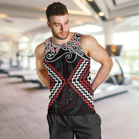 Red Aotearoa Tukutuku Manawa Tapu Men Tank Top Ta Moko Toi Maori LT9 Red - Polynesian Pride