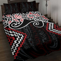 Red Aotearoa Tukutuku Manawa Tapu Quilt Bed Set Ta Moko Toi Maori LT9 Red - Polynesian Pride