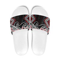 Red Aotearoa Tukutuku Manawa Tapu Slide Sandals Ta Moko Toi Maori - Polynesian Pride