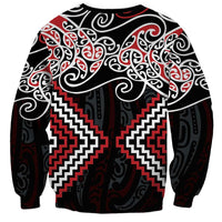 Red Aotearoa Tukutuku Manawa Tapu Sweatshirt Ta Moko Toi Maori LT9 - Polynesian Pride