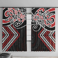 Red Aotearoa Tukutuku Manawa Tapu Window Curtain Ta Moko Toi Maori LT9 With Hooks Red - Polynesian Pride