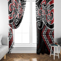 Red Aotearoa Tukutuku Manawa Tapu Window Curtain Ta Moko Toi Maori LT9 - Polynesian Pride