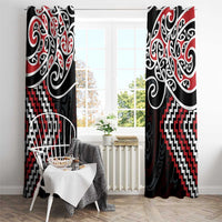 Red Aotearoa Tukutuku Manawa Tapu Window Curtain Ta Moko Toi Maori LT9 - Polynesian Pride