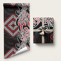 Red Aotearoa Tukutuku Manawa Tapu Wrapping Paper Ta Moko Toi Maori - Polynesian Pride