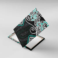 Turquoise Aotearoa Tukutuku Manawa Tapu Canvas Wall Art Ta Moko Toi Maori LT9 With Frame Turquoise - Polynesian Pride
