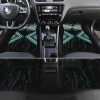Turquoise Aotearoa Tukutuku Manawa Tapu Car Mats Ta Moko Toi Maori LT9 Set 4pcs Turquoise - Polynesian Pride