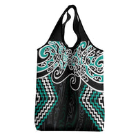 Turquoise Aotearoa Tukutuku Manawa Tapu Grocery Bag Ta Moko Toi Maori LT9 - Polynesian Pride