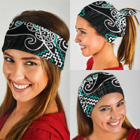 Turquoise Aotearoa Tukutuku Manawa Tapu Neck Gaiter Ta Moko Toi Maori - Polynesian Pride