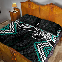 Turquoise Aotearoa Tukutuku Manawa Tapu Quilt Bed Set Ta Moko Toi Maori LT9 - Polynesian Pride