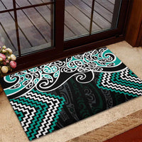Turquoise Aotearoa Tukutuku Manawa Tapu Rubber Doormat Ta Moko Toi Maori LT9 - Polynesian Pride