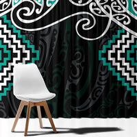 Turquoise Aotearoa Tukutuku Manawa Tapu Window Curtain Ta Moko Toi Maori LT9 - Polynesian Pride