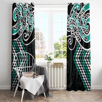 Turquoise Aotearoa Tukutuku Manawa Tapu Window Curtain Ta Moko Toi Maori LT9 - Polynesian Pride